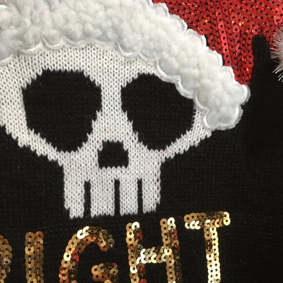 NWT EYESHADOW Christmas SCARY & BRIGHT Sequins Skull Pattern Knit Overalls - Picture 7 of 16